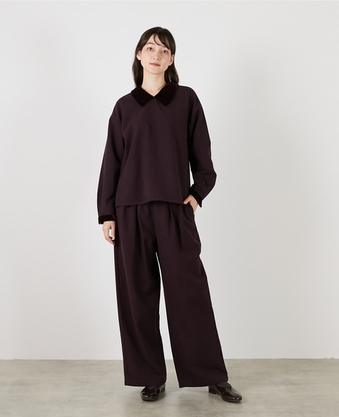 【LOURMARIN】ベルベット衿ブラウス 詳細画像 パープル 2