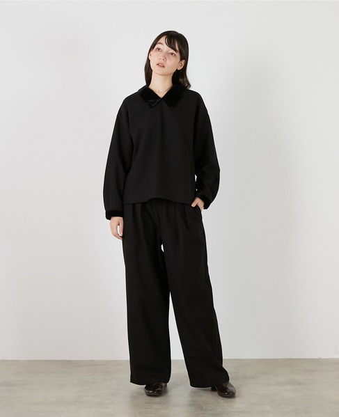 【LOURMARIN】ベルベット衿ブラウス 詳細画像 ブラック 2