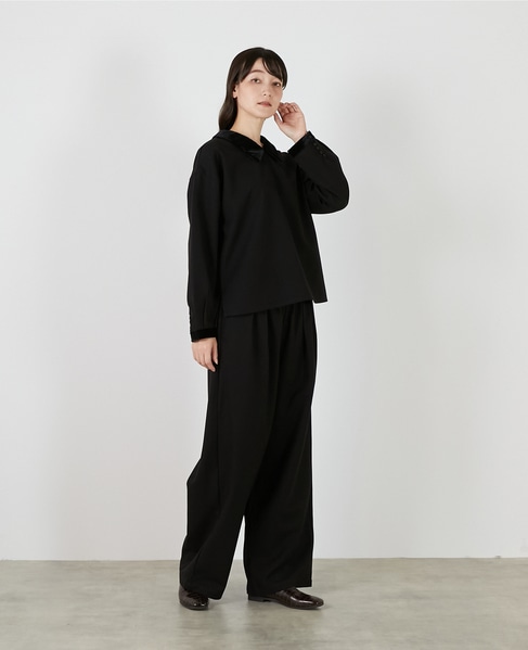 【LOURMARIN】ベルベット衿ブラウス 詳細画像 ブラック 8