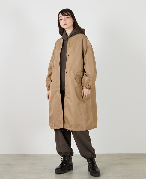 ナイロンクルーネックドロストコート 詳細画像 ベージュ 2