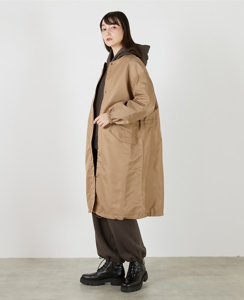 ナイロンクルーネックドロストコート 詳細画像 ベージュ 3
