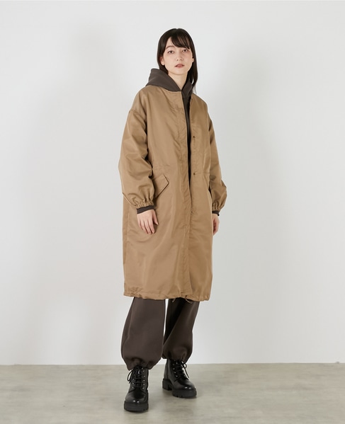 ナイロンクルーネックドロストコート 詳細画像 ベージュ 8