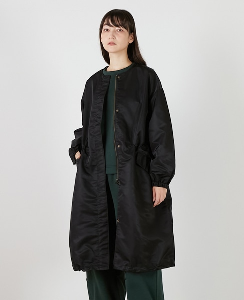 ナイロンクルーネックドロストコート 詳細画像 ブラック 1