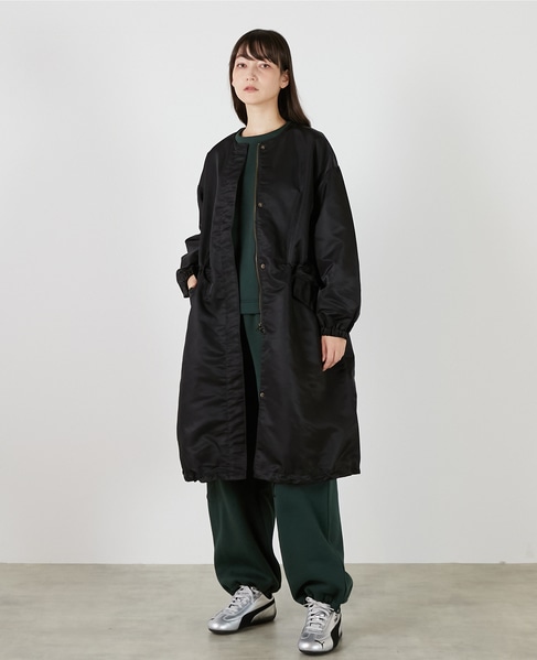 ナイロンクルーネックドロストコート 詳細画像 ブラック 2