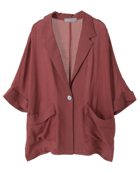 5分袖ドルマンジャケット 詳細画像 ボルドー 11