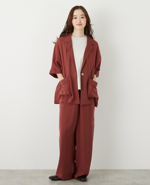 5分袖ドルマンジャケット 詳細画像 ボルドー 2