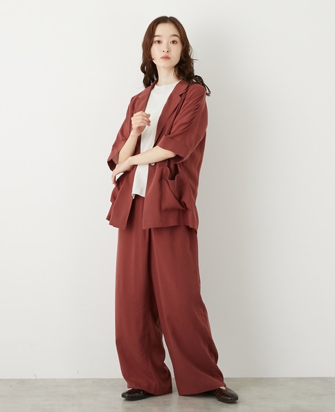 5分袖ドルマンジャケット 詳細画像 ボルドー 3