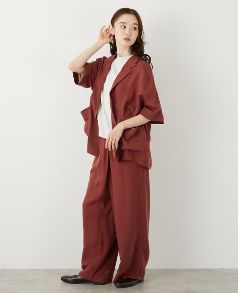 5分袖ドルマンジャケット 詳細画像 ボルドー 4