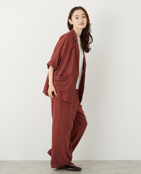 5分袖ドルマンジャケット 詳細画像 ボルドー 9