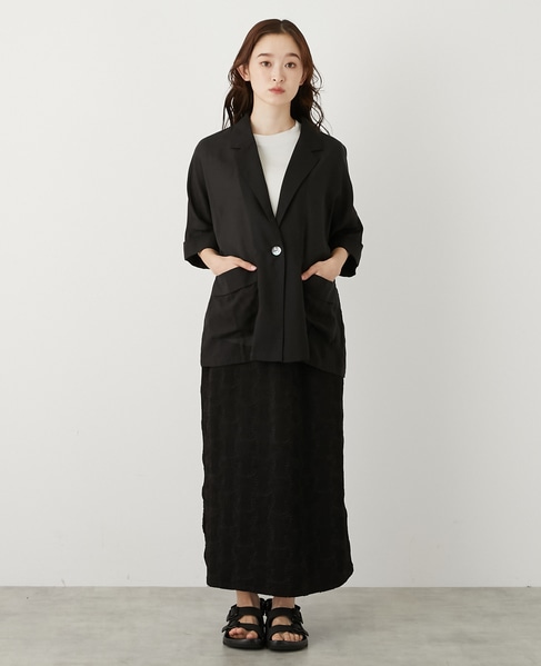 5分袖ドルマンジャケット 詳細画像 ブラック 2