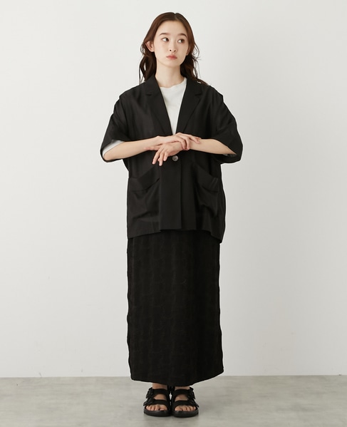 5分袖ドルマンジャケット 詳細画像 ブラック 3