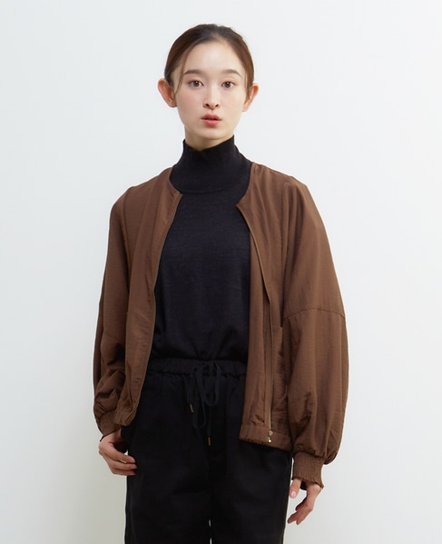 【LOURMARIN】パフスリーブジップアップブルゾン 詳細画像 ブラウン 1