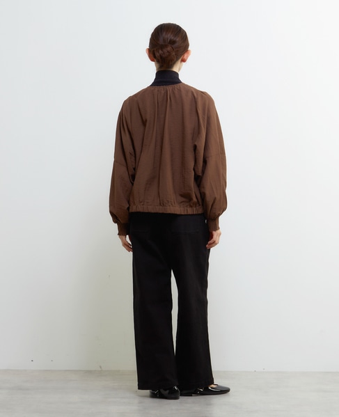 【LOURMARIN】パフスリーブジップアップブルゾン 詳細画像 ブラウン 4
