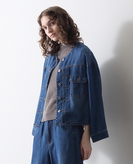 ノーカラーデニムジャケット