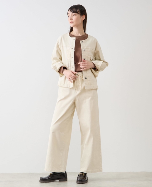 ノーカラーデニムジャケット 詳細画像 ライトベージュ 3