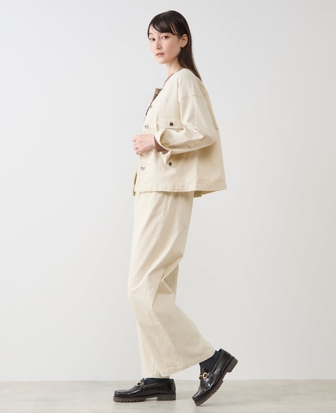 ノーカラーデニムジャケット 詳細画像 ライトベージュ 4