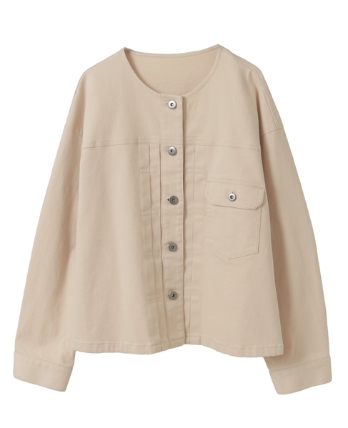 ノーカラーデニムジャケット 詳細画像 ライトベージュ 9