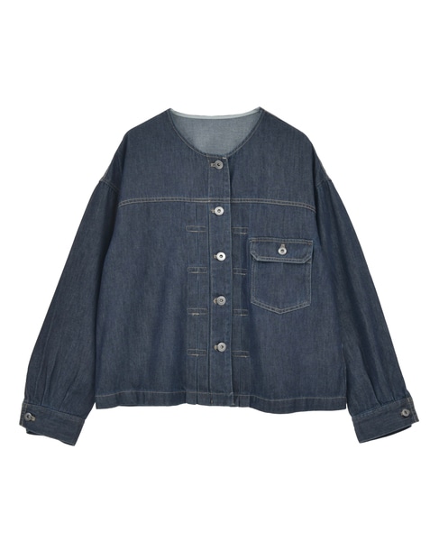 ノーカラーデニムジャケット 詳細画像 ワンウォッシュ 10