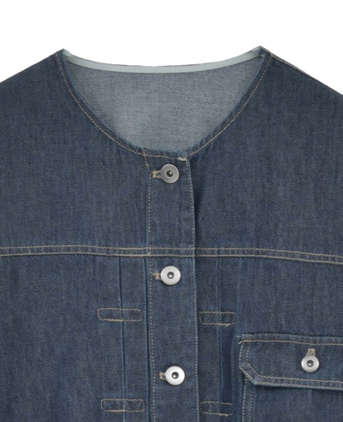 ノーカラーデニムジャケット 詳細画像 ワンウォッシュ 12