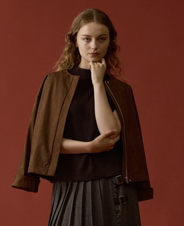 【LOURMARIN】クルーネック9分丈ブルゾン