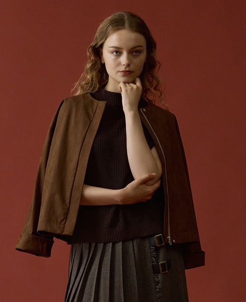 【LOURMARIN】クルーネック9分丈ブルゾン 詳細画像 ブラウン 1