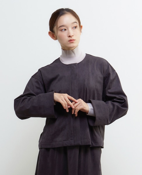 【LOURMARIN】クルーネック9分丈ブルゾン 詳細画像 チャコールグレー 1