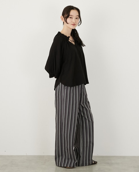 【LOURMARIN】ストライプイージーパンツ 詳細画像 パープル 6