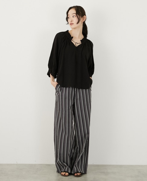 【LOURMARIN】ストライプイージーパンツ 詳細画像 パープル 7