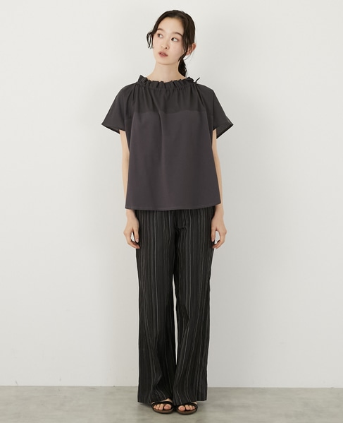 【LOURMARIN】ストライプイージーパンツ 詳細画像 ブラック 2