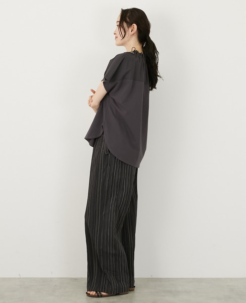 【LOURMARIN】ストライプイージーパンツ 詳細画像 ブラック 3