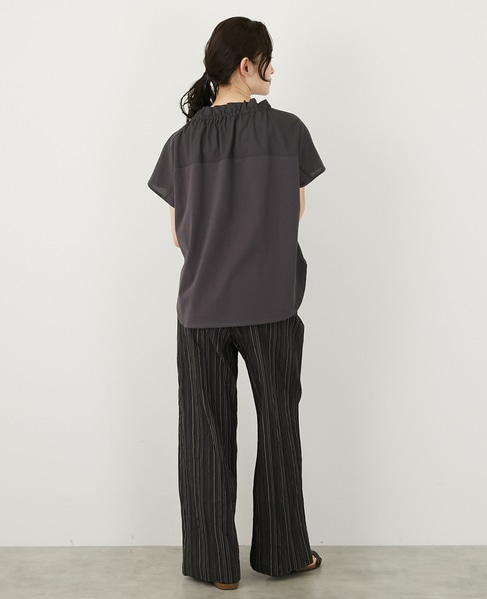 【LOURMARIN】ストライプイージーパンツ 詳細画像 ブラック 4