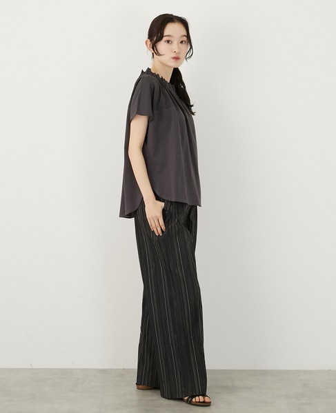 【LOURMARIN】ストライプイージーパンツ 詳細画像 ブラック 5