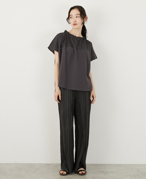 【LOURMARIN】ストライプイージーパンツ 詳細画像 ブラック 6