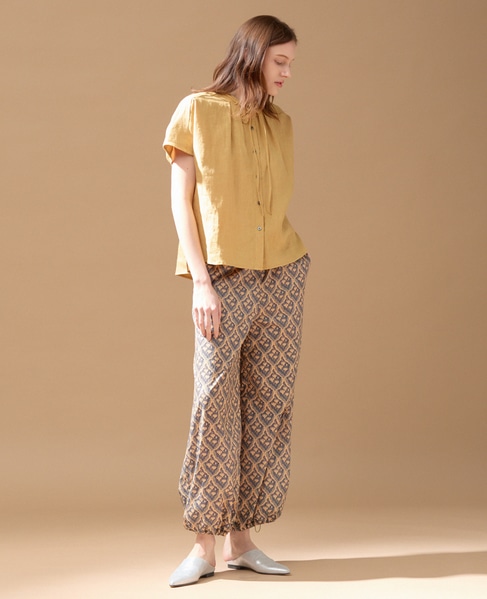 【LOURMARIN】コットンプリントドロストパンツ 詳細画像 ベージュ 2