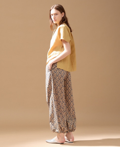 【LOURMARIN】コットンプリントドロストパンツ 詳細画像 ベージュ 3