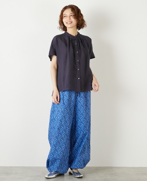 【LOURMARIN】コットンプリントドロストパンツ 詳細画像 ブルー 10