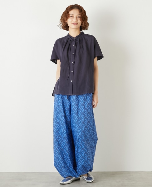 【LOURMARIN】コットンプリントドロストパンツ 詳細画像 ブルー 3