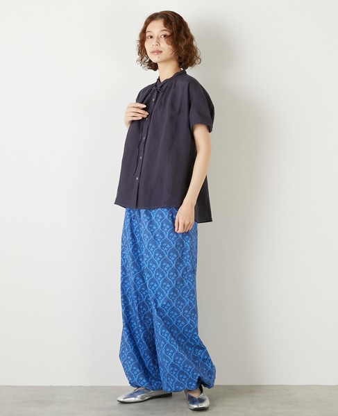 【LOURMARIN】コットンプリントドロストパンツ 詳細画像 ブルー 4