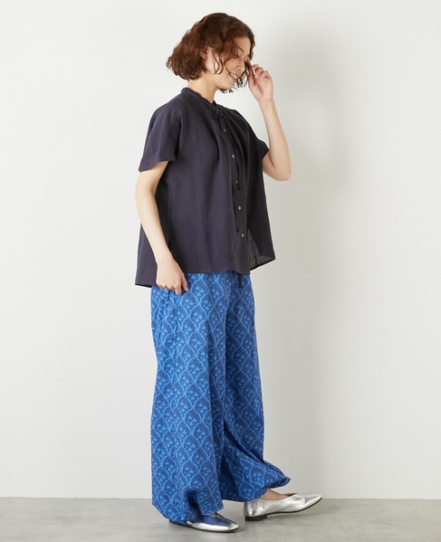 【LOURMARIN】コットンプリントドロストパンツ 詳細画像 ブルー 8