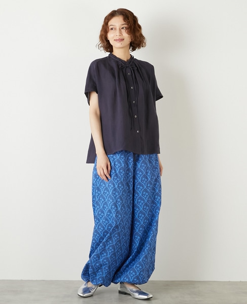 【LOURMARIN】コットンプリントドロストパンツ 詳細画像 ブルー 9