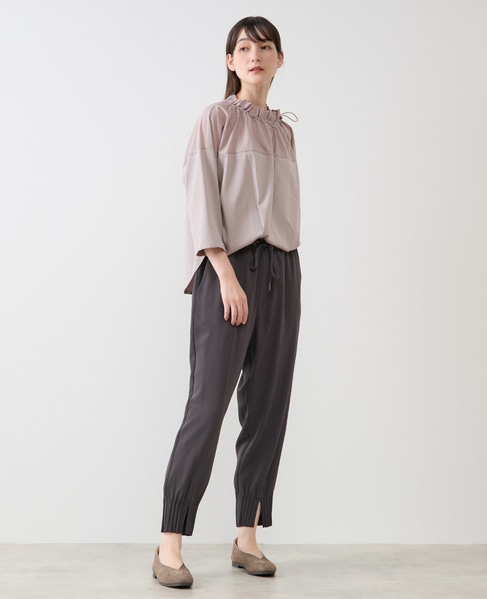 【LOURMARIN】裾タックテーパードパンツ 詳細画像 チャコールグレー 7