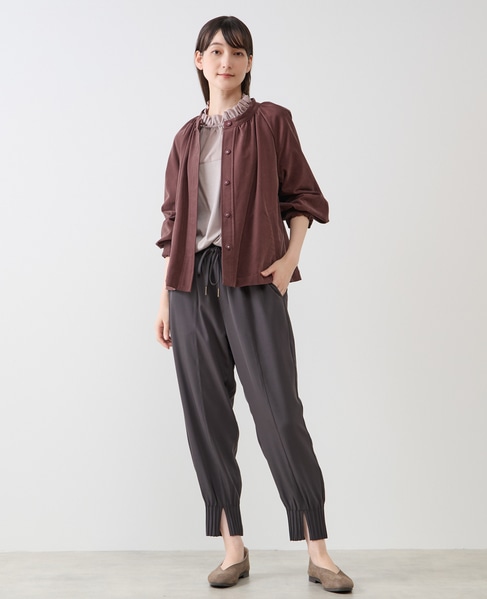 【LOURMARIN】裾タックテーパードパンツ 詳細画像 チャコールグレー 8