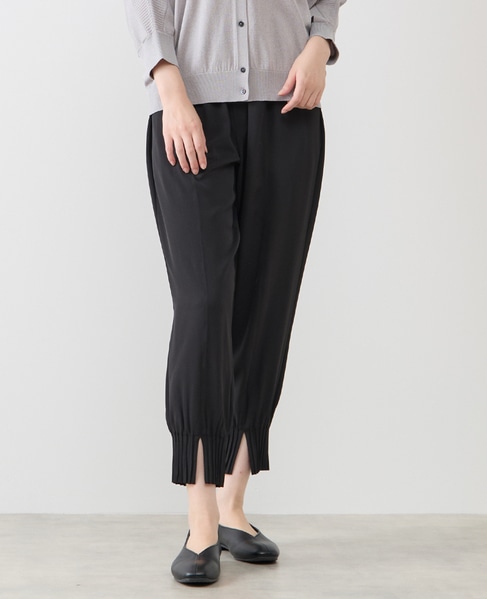 【LOURMARIN】裾タックテーパードパンツ 詳細画像 ブラック 1