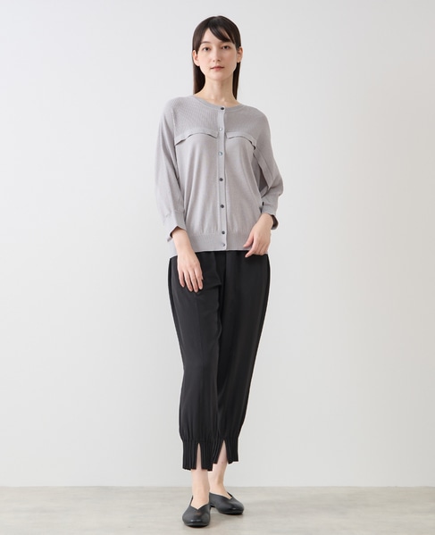 【LOURMARIN】裾タックテーパードパンツ 詳細画像 ブラック 2