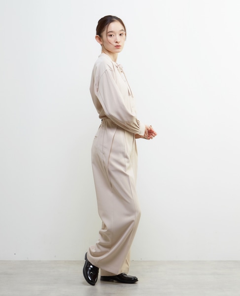 【LOURMARIN】ラップ風タックストレートパンツ 詳細画像 ライトベージュ 7