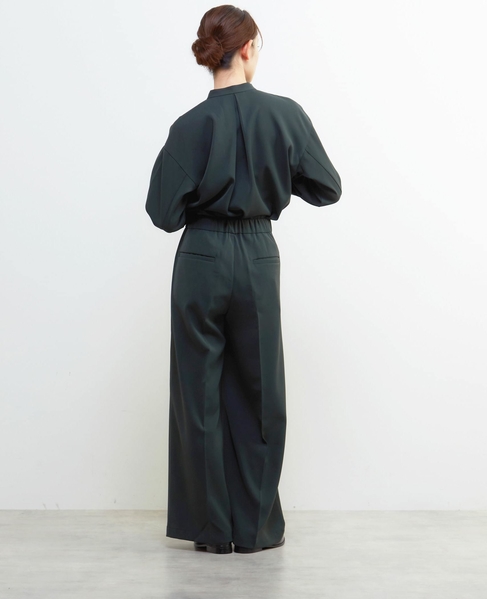 【LOURMARIN】ラップ風タックストレートパンツ 詳細画像 グリーン 6