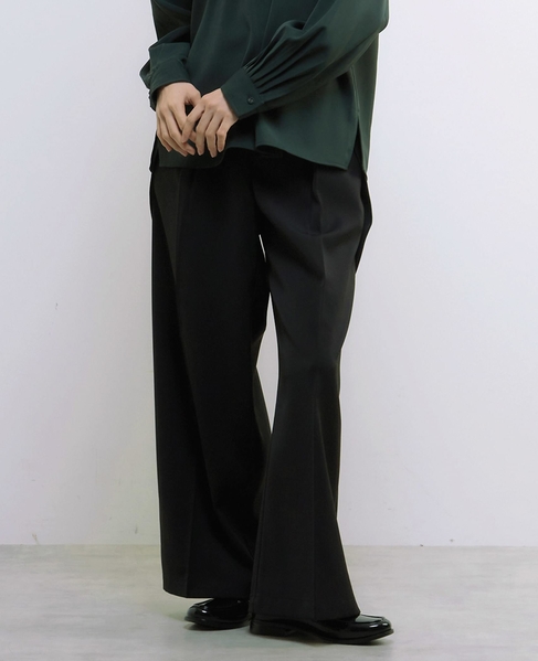 【LOURMARIN】ラップ風タックストレートパンツ 詳細画像 ブラック 1