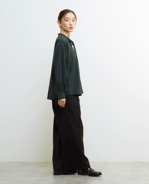 【LOURMARIN】ラップ風タックストレートパンツ 詳細画像 ブラック 5