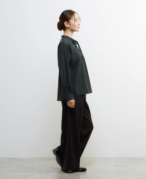 【LOURMARIN】ラップ風タックストレートパンツ 詳細画像 ブラック 6