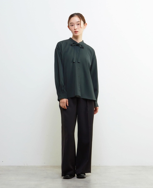 【LOURMARIN】ラップ風タックストレートパンツ 詳細画像 ブラック 7